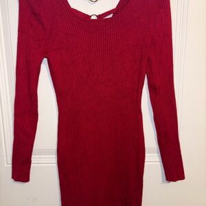 Derek Heart Red Ribbed Bodycon Dress for Night Out
